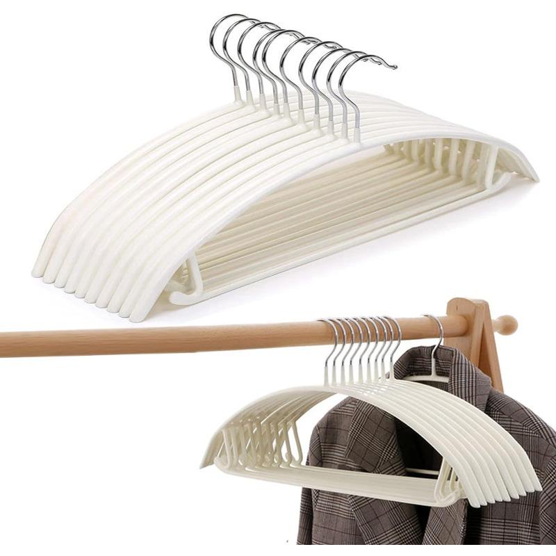 Clothes Hanger Rubber Coated Contour Metal No Bumps Hanger, Suit Hanger,Coat Jacket Hangers,Sweater Hanger (Pack of 50)