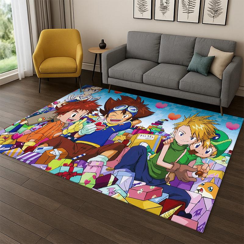 3D Digimon Adventure Angewomon Agumon Cartoon Carpet Rug for Bedroom Living Room Sofa Doormat Home Decor,Kid Area Rug Non-slip