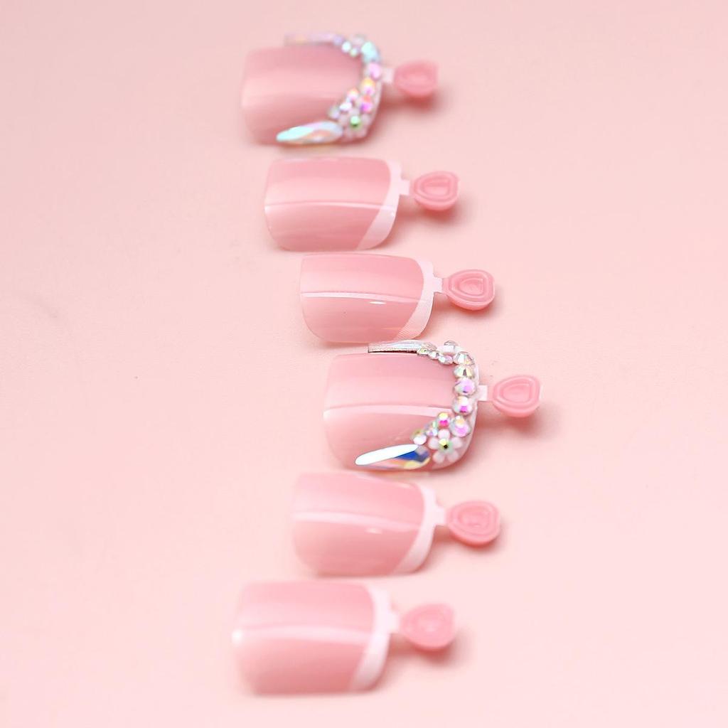 Wearable French Rhinestone Pedicure Nail Tips