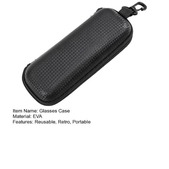 Портативний футляр для окулярів на блискавці з металевим карабіном, високоміцний EVA, стійкий до стиснення, ретро-текстура соломи, спортивні аксесуари