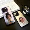 C-Cartoon Mignonne Petite Fille Noir Bonbon Étui de Téléphone Argenté Étui de Téléphone Pour iPhone17,16,15,14,13,12,11 Plus,Pro Max