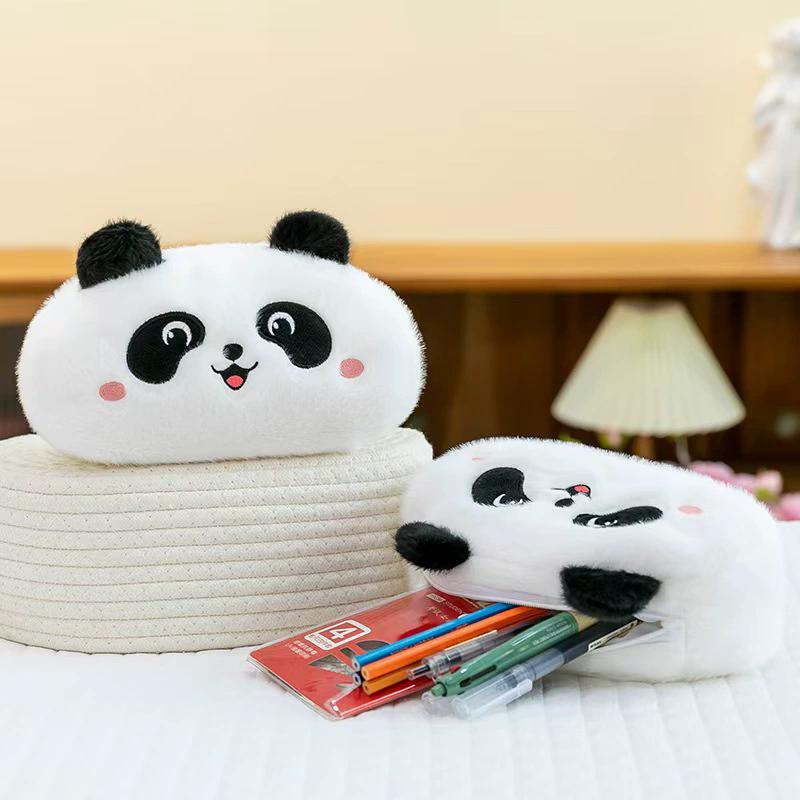 

WTEMPO Panda Autumn Winter Soft Short Plush Cute Octagonal Zipper Pen Cases Makeup Storage Bags Graduation Season Back-to-school Season Gifts 2pcs белый