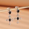 Cross Stud Earrings Design Niche High-End Earrings Personality Cool Dark Zircon Earrings Women