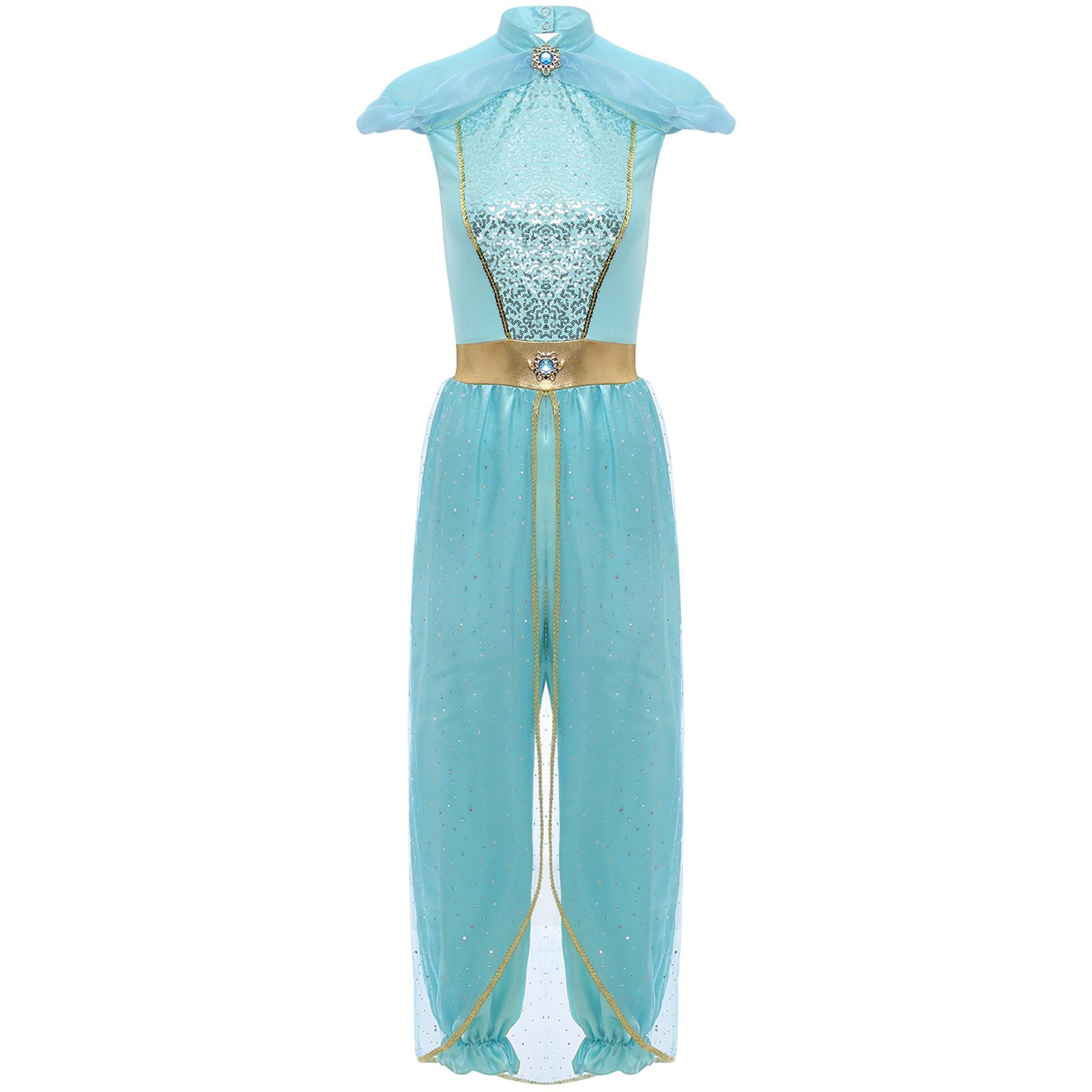 

Жіночий арабський комбінезон принцеси з блискітками танець живота, костюм для танцю живота, вечірка на Хелловін M
