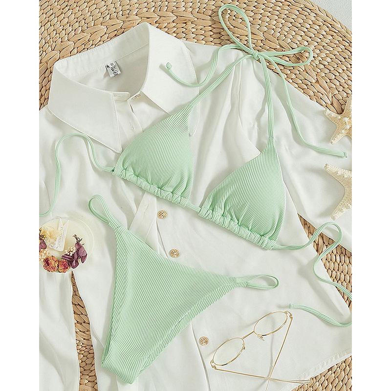 2025 Summer Women's Sexy Multicolor Halter Lace-Up Bikini Swimsuit
