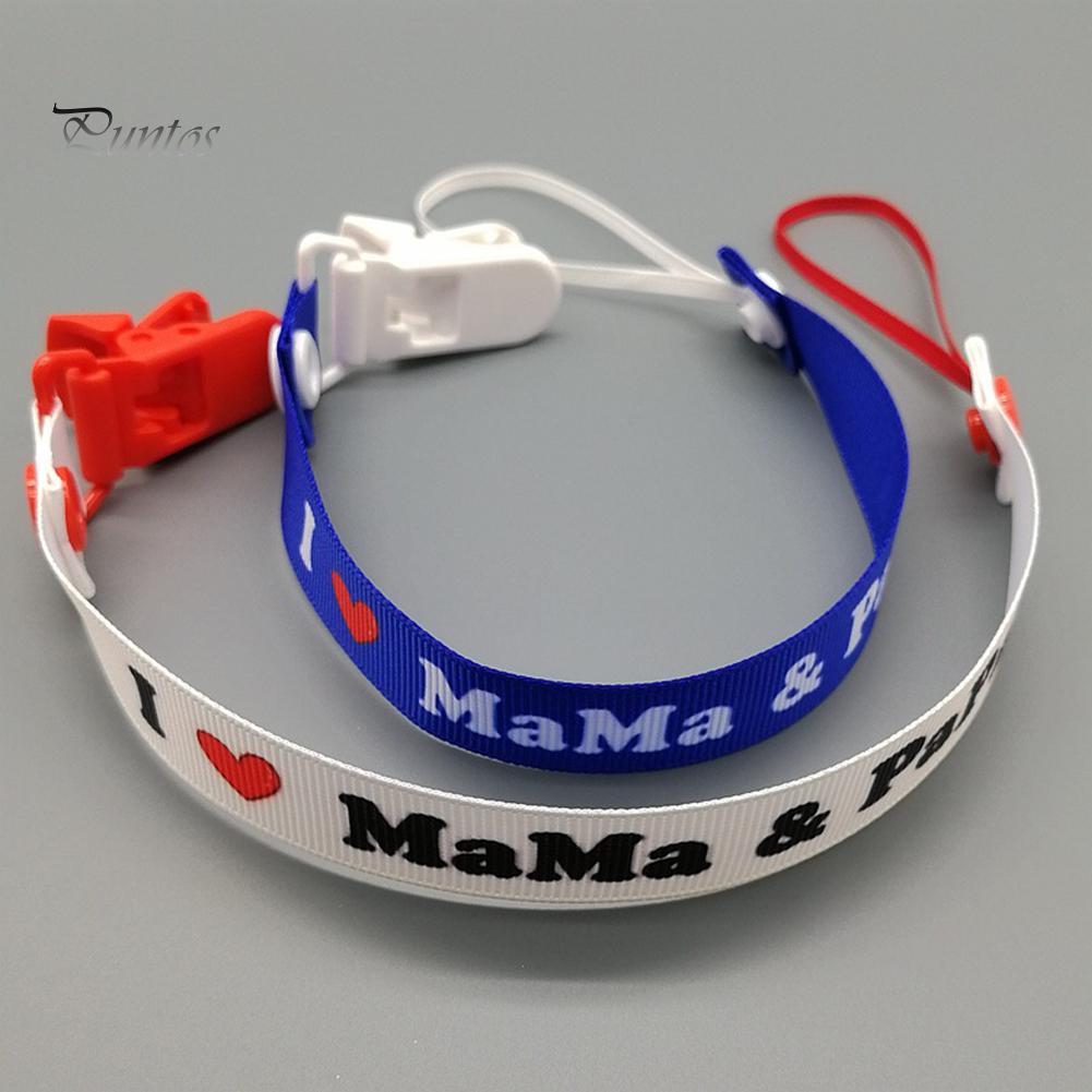 Puntos Baby I Love Mama Papa Säuglingsnahrung Schnullerclip Band Nippelhalter Beißring Spielzeug
