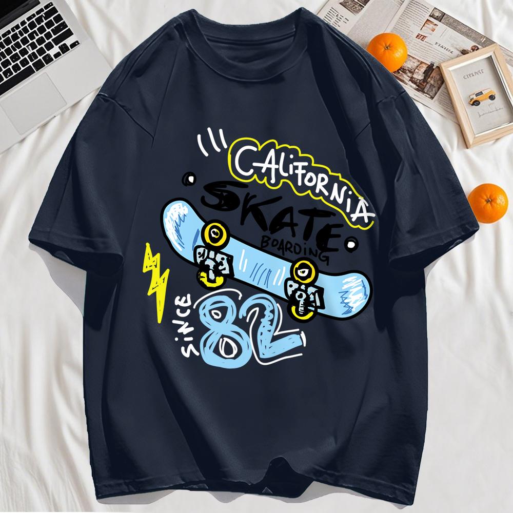 

Футболки с принтом California Skate Number 82, с круглым вырезом, летняя уличная одежда оверсайз, одежда из мягкого хлопка, футболка 3XL