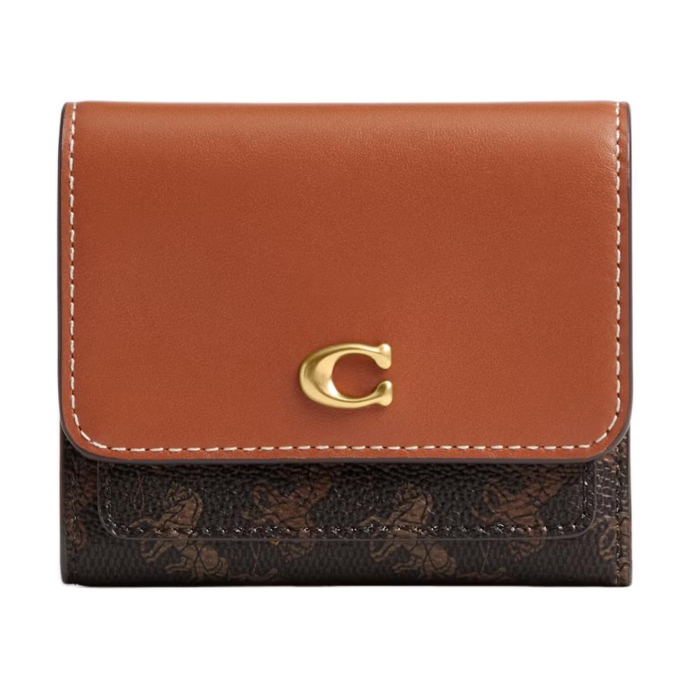 New COACH Artificial Leather With Cow Leather Wallet Trumpets Unisex Black & Brown CAT57-B4AWV