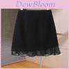 Womens High Waist Spliced Wool Blend Skirt With Lace For Elegant Office Wear