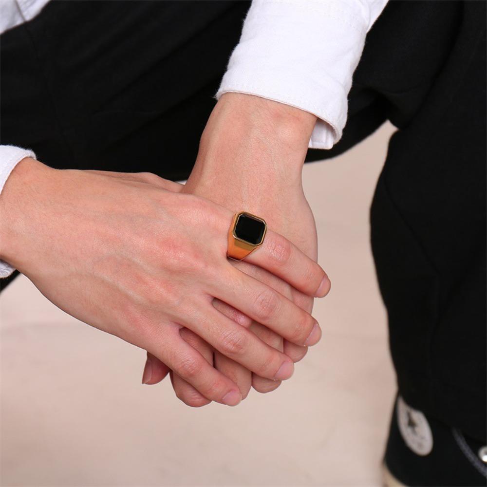 Stainless Steel Black Onyx Ring for Men Stylish Durable and Comfortable Jewelry Gift