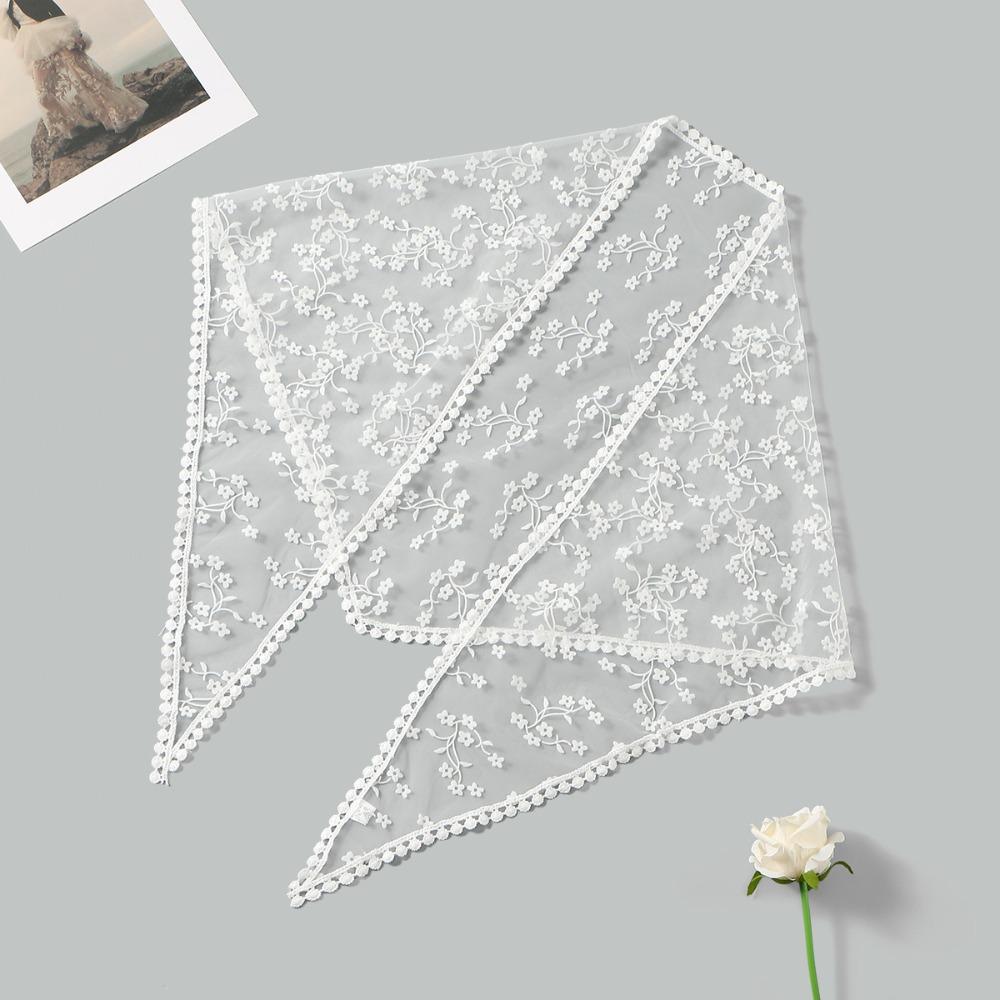 Embroidery Fart Curtain Hollow Out Hair Scarf Headband New Lace HandkerChiefs  Women