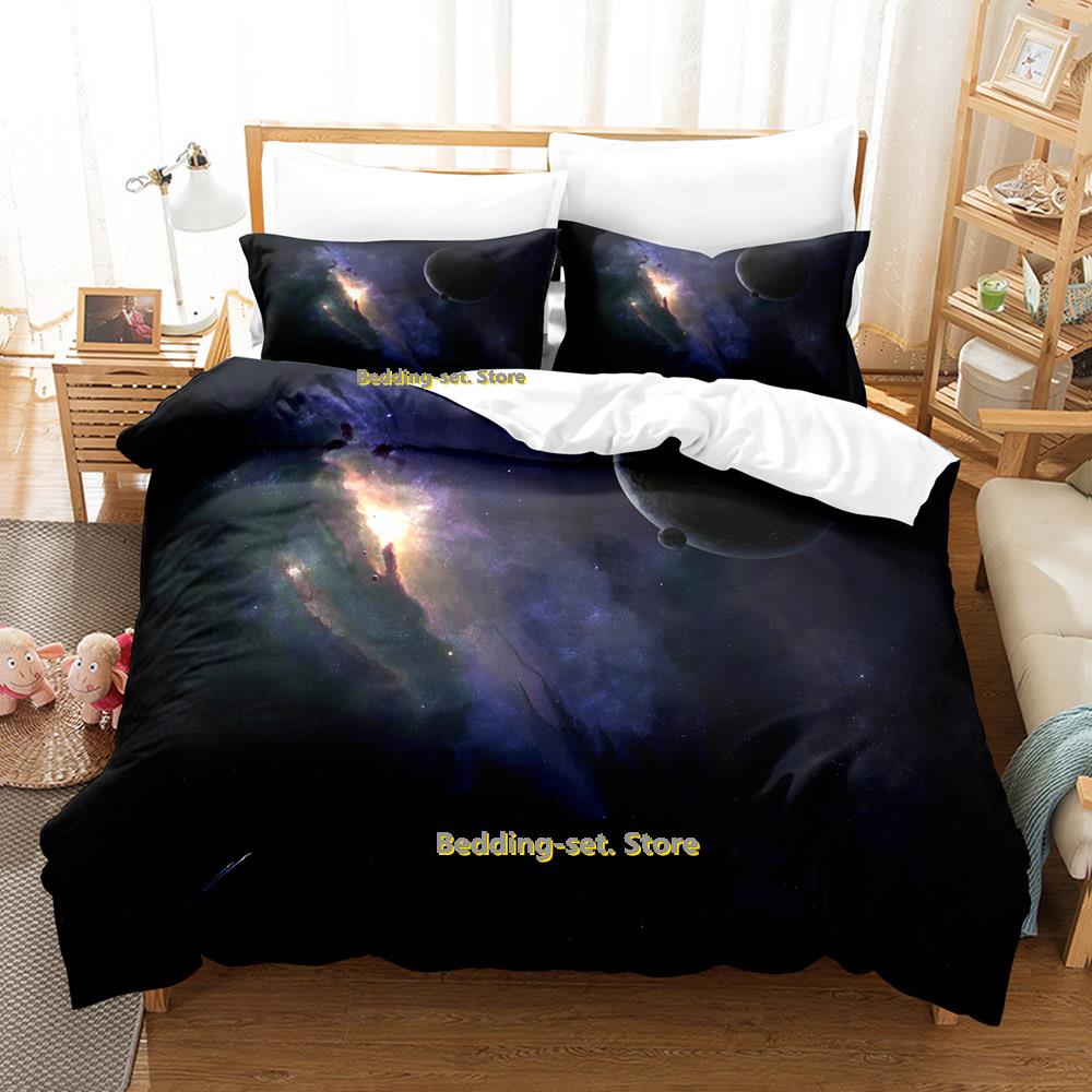 Set Letto Pianeti Singolo Gemello Matrimoniale Queen King Size Set Letto Adulto Bambino Camera da Letto Set Copripiumino universo spazio esterno Letto