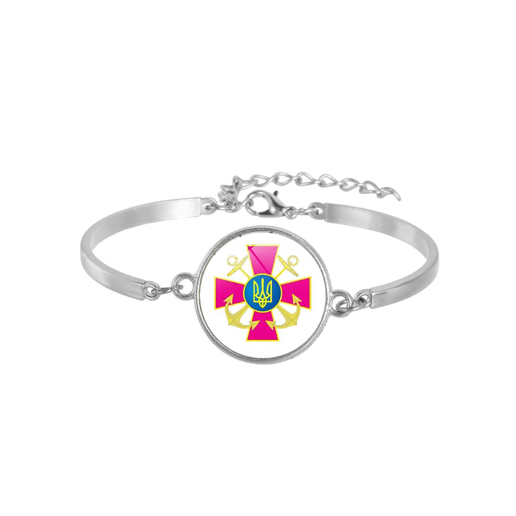 Ukraine Trident Blue Yellow Alloy Bracelet, National Style Memorial Jewelry