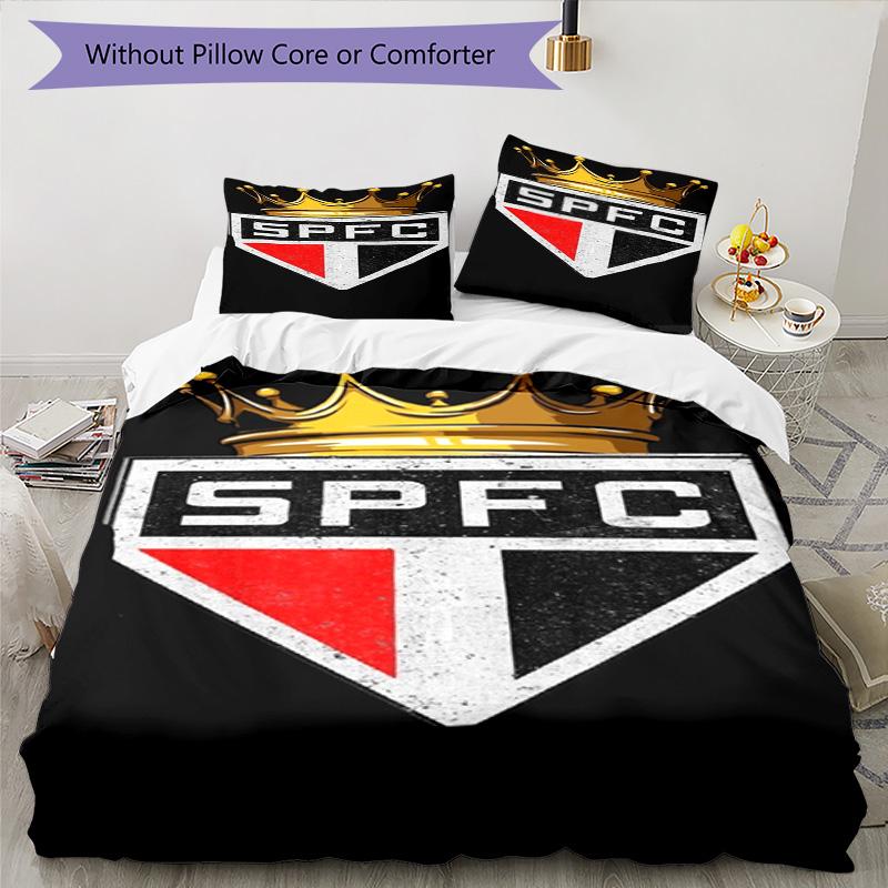 Paulo Fc Emblem Printed Pattern Duvet Cover Set – Includes 1 Duvet Cover and 2 Matching Pillowcases Bedroom Decor Christmas Gifts