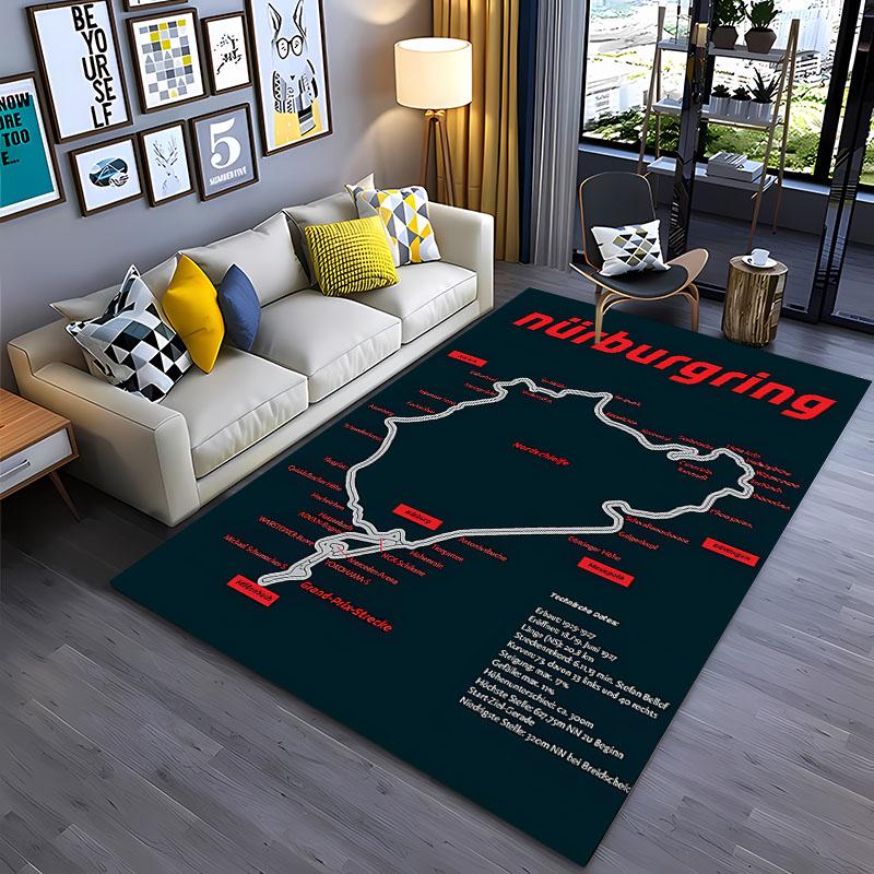 Nürburgring F1 Rennstrecke Teppich Rutschfester Teppich für Wohnzimmer Schlafzimmer Sofadekor KinderSpielBodenmatte Teppich