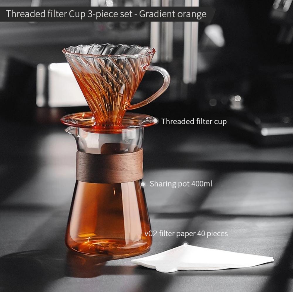 Hand Brewed Coffee Maker Coffee Filter Sharing Pot Set Borosilicate Glass Dripper Set Coffee Server with V02 Coffee Filter
