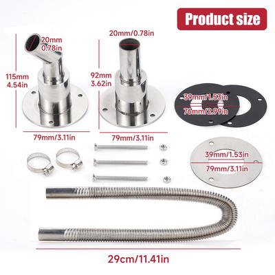 24mm Stainless Steel 316 Thru Hull Exhaust Fitting Tube Pipe Socket Hardware Part Air Diesel Vent Heater For Car Boat Truck