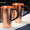 Handgefertigter reiner Kupfer-Kaffeebecher, 400 ml Frühstückstasse, tragbar, glatte Oberfläche, gewebter Griff, Heim-Bierbecher, Geschirr