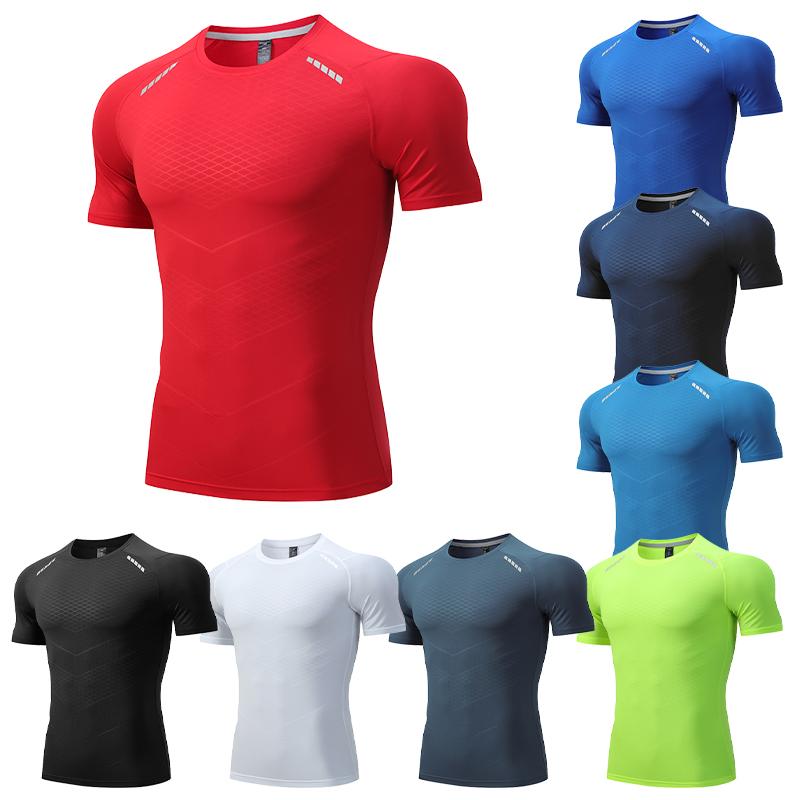 Men Thin Ice Silk Tops Running Short-sleeved Sports T-shirt Gym Fitness Muscle Training Sweatshirt Dry Fit Tight Tracksuits