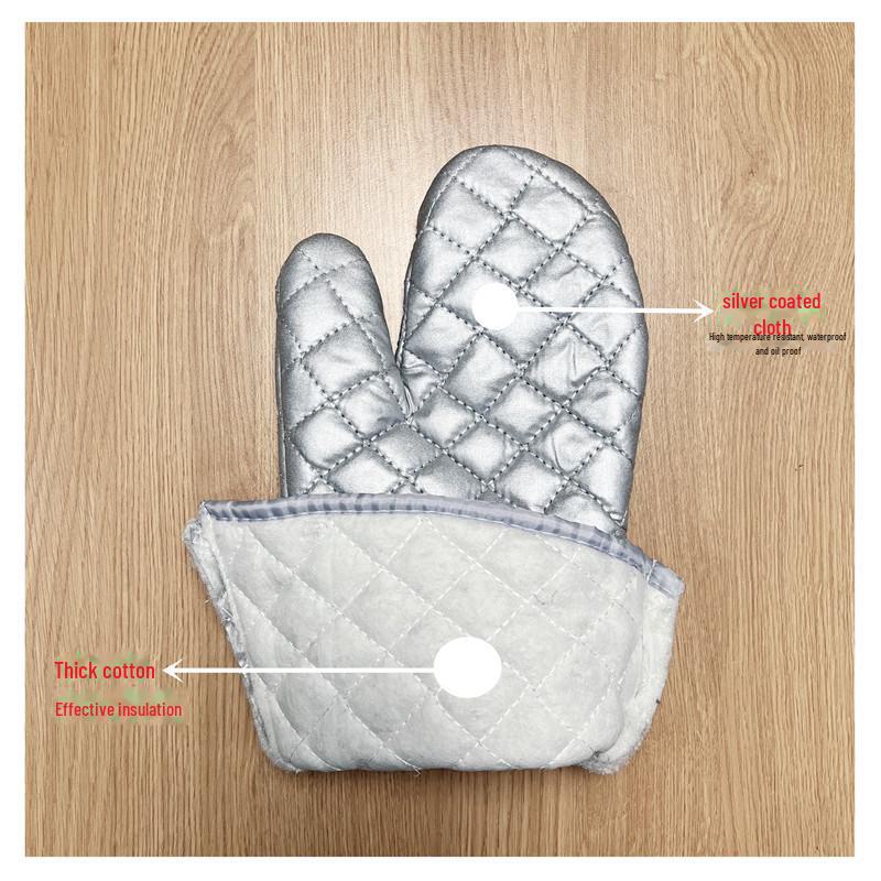 Silver Heat-Resistant Oven and Microwave Gloves for Kitchen and Laundry
