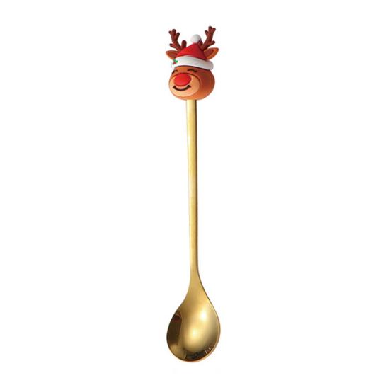 Weihnachtsgabel/Löffel, Langlebiger Edelstahl, mit Niedlicher 3D-Weihnachtspuppen-Dekor Besteck, für Festliches Zuhause Restaurant