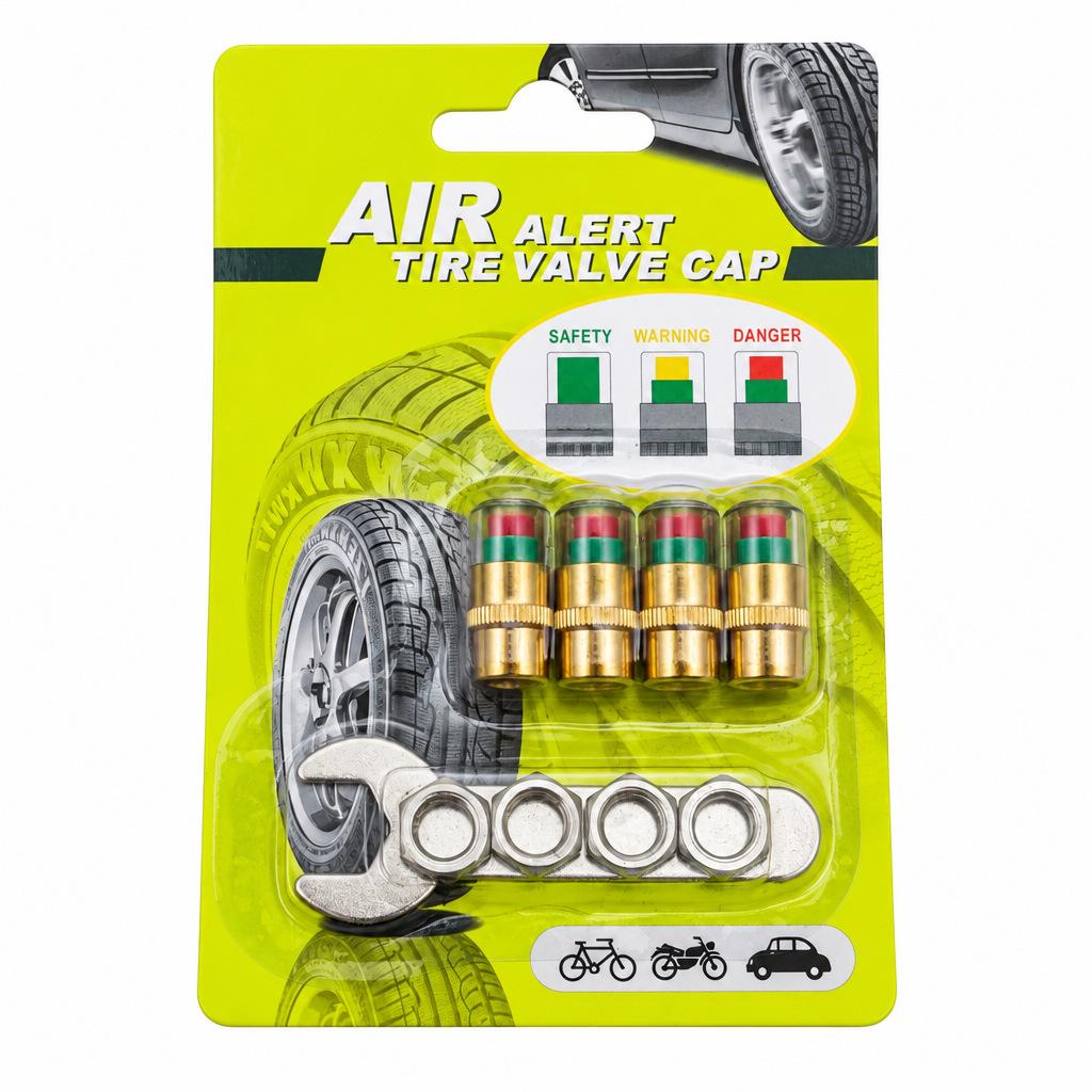 Copper Core Anti-Theft Tire Pressure Monitor Cap - Visual Warning Device and Pressure Detector