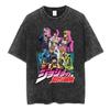 Vintage Gewaschenes Anime Jojo Bizarre Adventure T-Shirt Giorno Giovanna Manga Grafik T-Shirts Herrenbekleidung Baumwolle Lässig3
