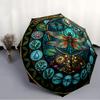 Dragonfly Kingdom Glass pattern umbrella, portable and foldable design, 8 ribs, a casual accessory for Halloween, Christmas, and birthday gifts.