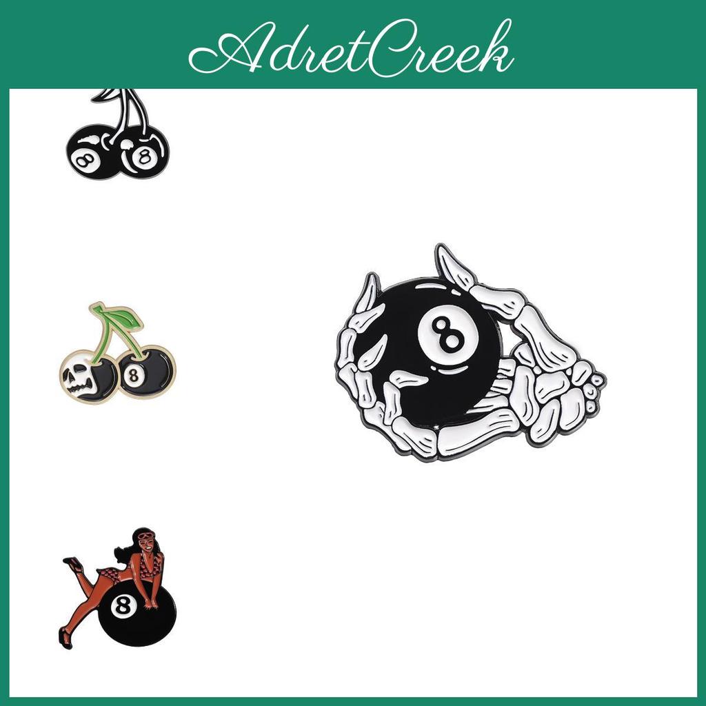 Playful Black 8 Ball Sports Badge Distinct Cherry Skull Cartoon Brooch Unique Metal Pin For All Style Preferences