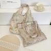 Retro Large Capacity Rose Flower Pattern Tote Bag Travel Portable Organizer Storage Bag Women Girls Sweet Shoulder Bag Gift