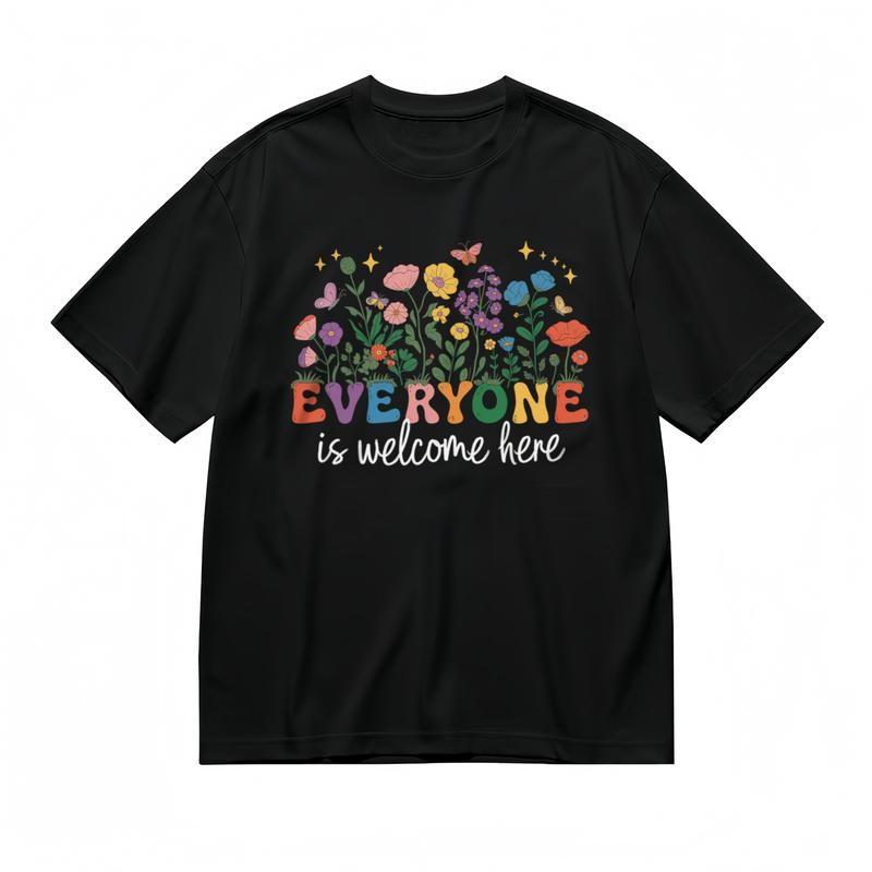 

Men s Trend Breathable Classic T-Shirt Rainbow Blooms Positive Saying Design Tee XL