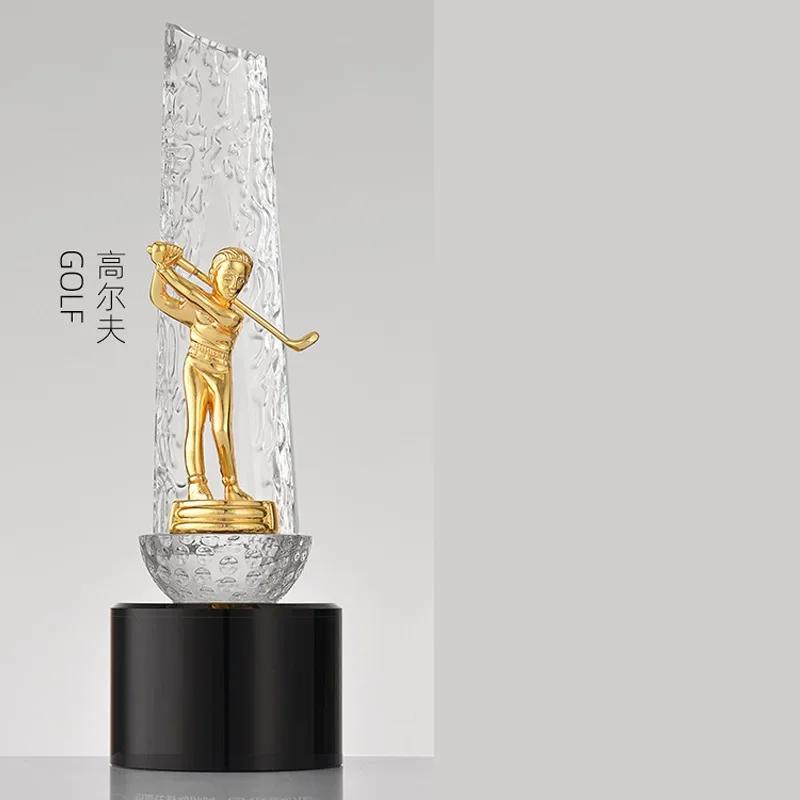 Customized Metal Figure Sculpture Crystal Trophy Basketball, Football, Running, Table Tennis, Martial Arts, Cycling, Golf Trophy