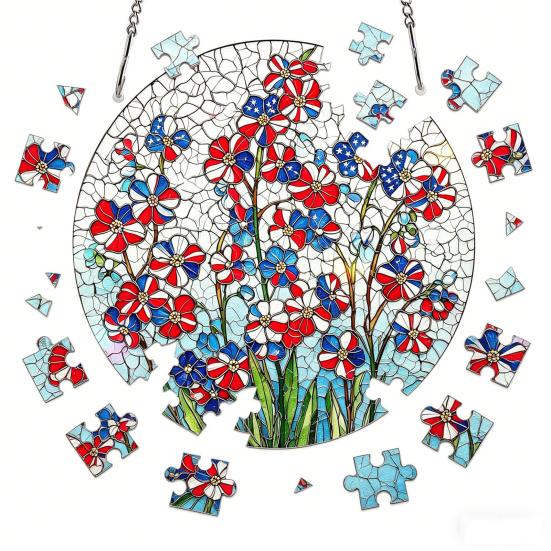 83 Pcs Acrylic Suncatcher Jigsaw Puzzles Stained Glass Style Window Hanging Decor DIY Sun Catcher Kit for Home Garden Decor