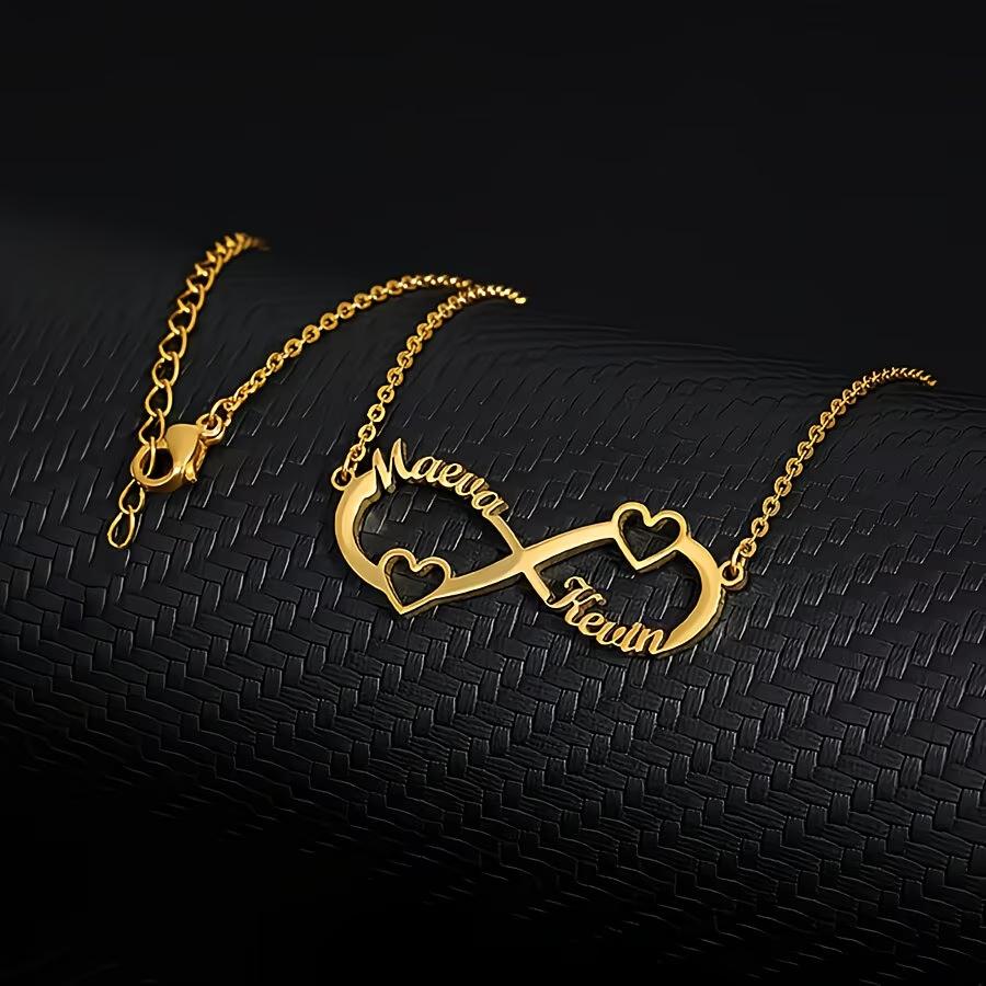 Custom Name Infinity Necklaces Women Family Mather Personalized Stainless Steel Two Name Birth Date Necklace Jewelry Best Gift