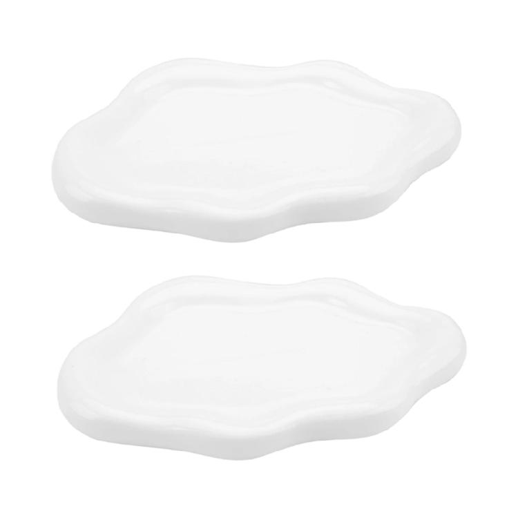 2PCS Artistic Ceramic Trays with Cloud Shape for Modern Home Enhancement and Photo Event Blending Seamlessly Anywhere