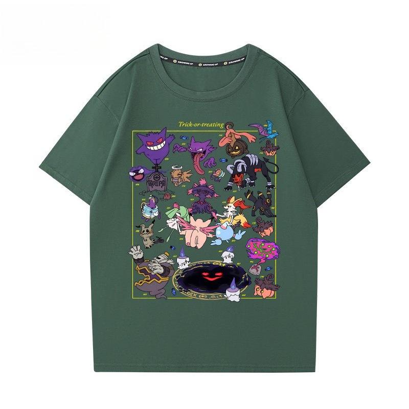 Pokémon Gengar Printing Tee 100 Cotton Tshirt Mens 2026 Summer Fashion Oversize Street Casual Y2K Tops Streetwear Clothing