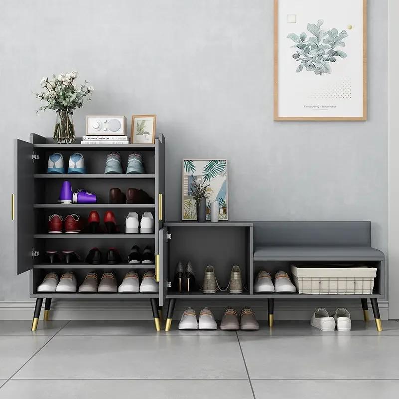 Modern Light Luxury Shoe Rack Integrated Household Large-capacity Shoe Cabinet Shoes Stool Storage Locker
