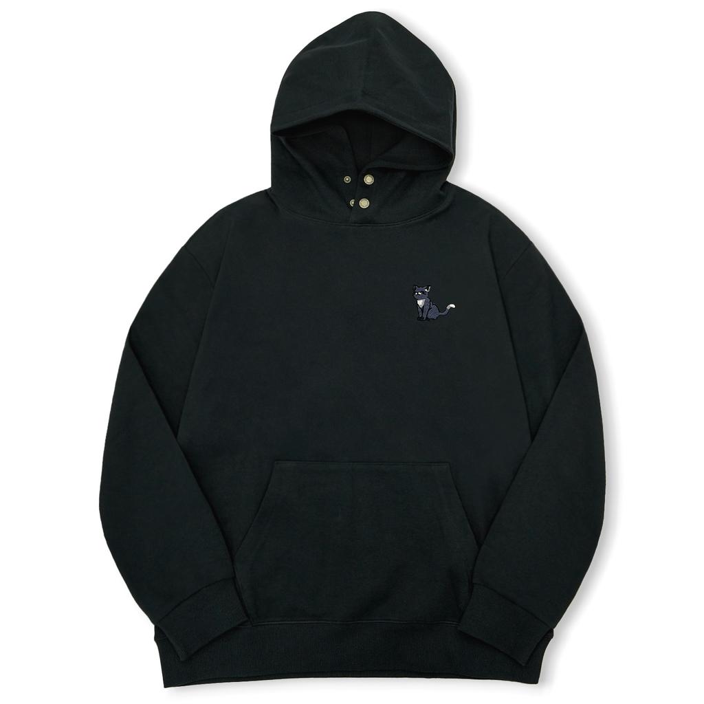 Happy Cat Embroidered Snap Button Hoodie