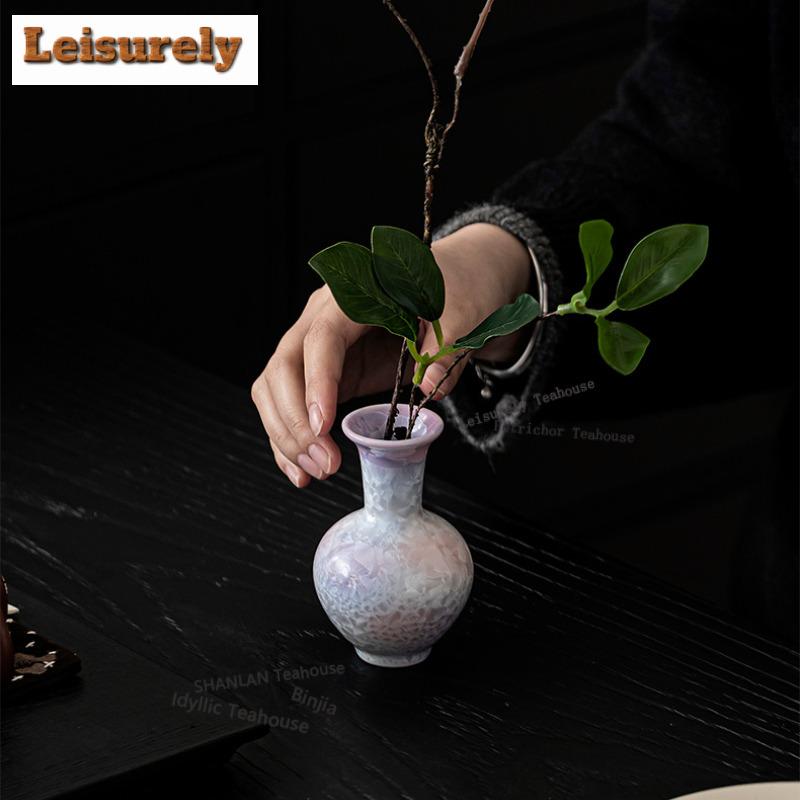 Crystal Glaze Kiln Fambe Jade Belly Vase Ancient Home Decorations Cachepot Planters Plant Pot Flowerpot Cafes Equipment Gift