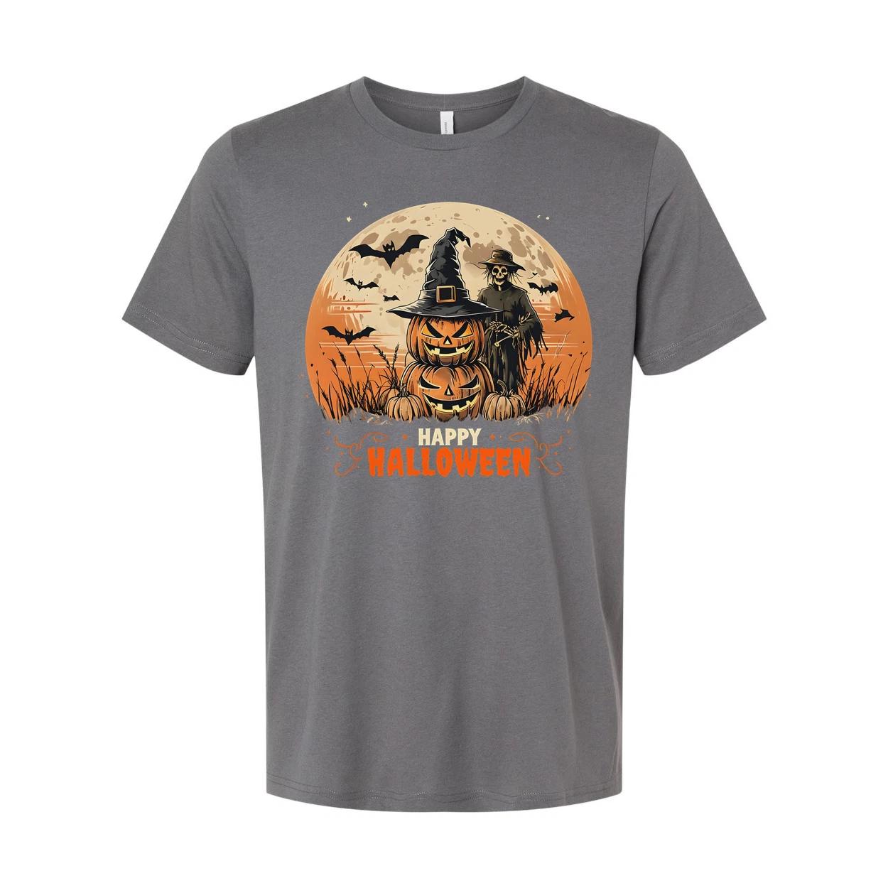 

Vintage Halloween Jack O Lantern And Scarecrow Unisex Tee S