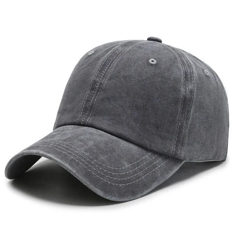 WTEMPO Unisex Peaked Cap Adjustable Washed Cotton Solid Color Plain Baseball Cap Streetwear Solid Color Cool Streetwear Denim Hats