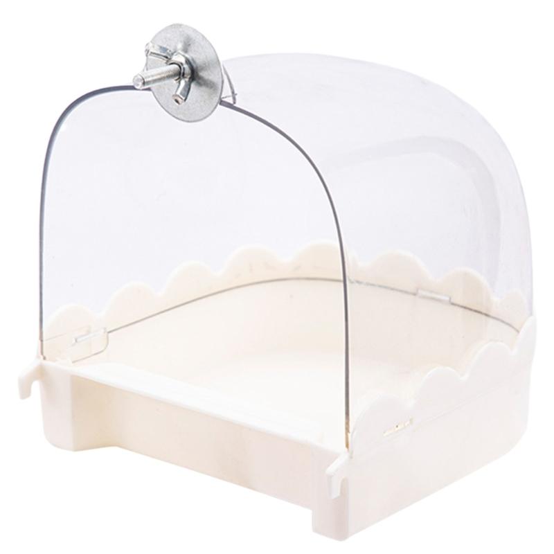 

Bird Bath for Cage Birdcage Addon External Bathroom Cage Mounted Clear Shower Room Antisplash Bird Bathtub for Parakeets білий