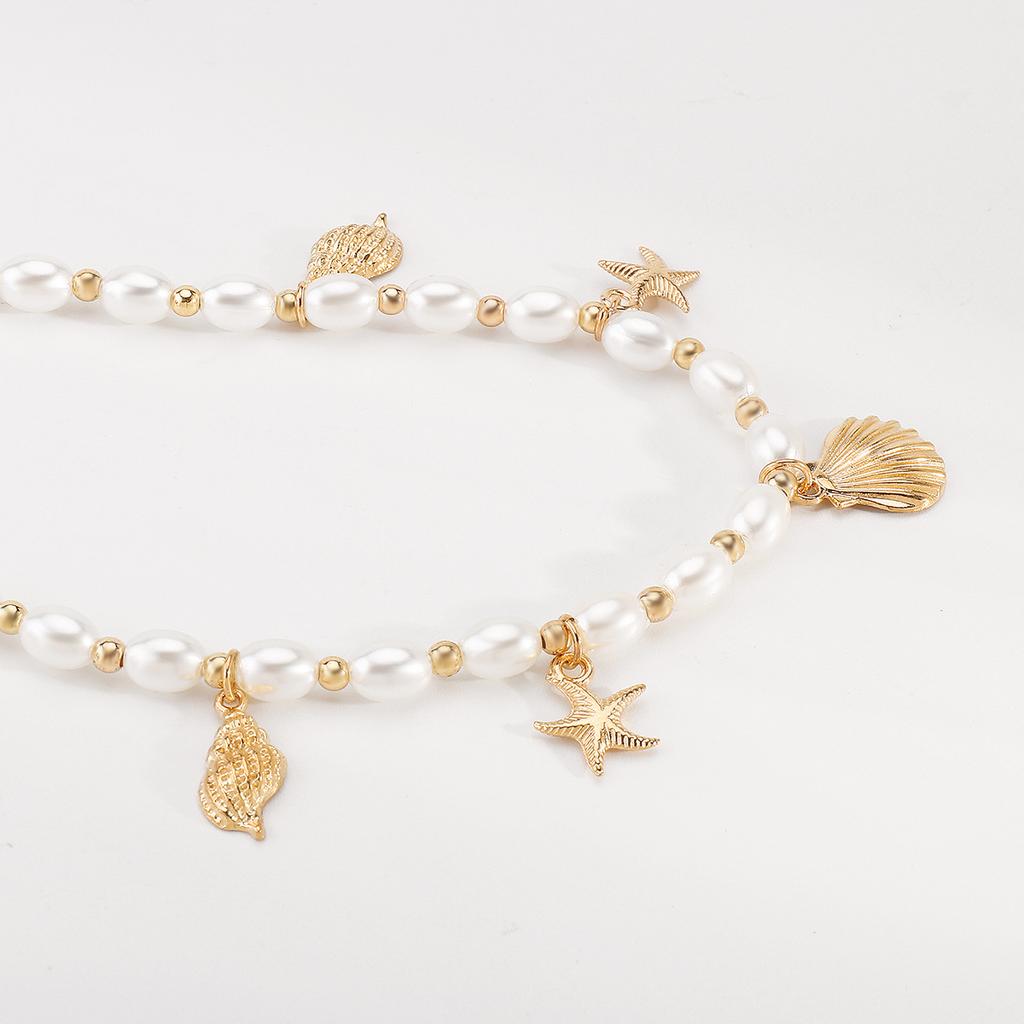 Tooxika Beach Conch Starfish Shell Pendant Pearl Necklace Summer Holiday Seaside Style Necklace