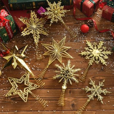 Décoration de Sapin de Noël Étoile Dorée Pailletée Étoile Découpée Flocon de Neige Pendentif Arbre de Noël Maison Décoration de Nouvel An Fournitures de Fête Cadeau