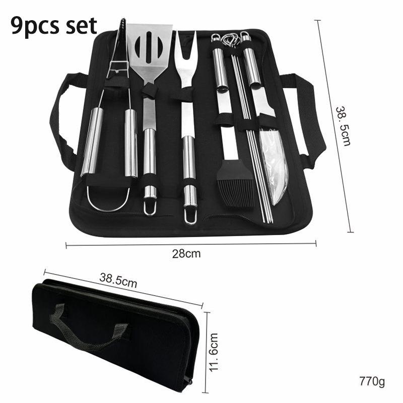 JUSTINLAU BBQ Grill Accessories Set Stainless Steel BBQ Utensil Kit with Bag Portable Outdoor Practical Grill Tools Utensils Kit