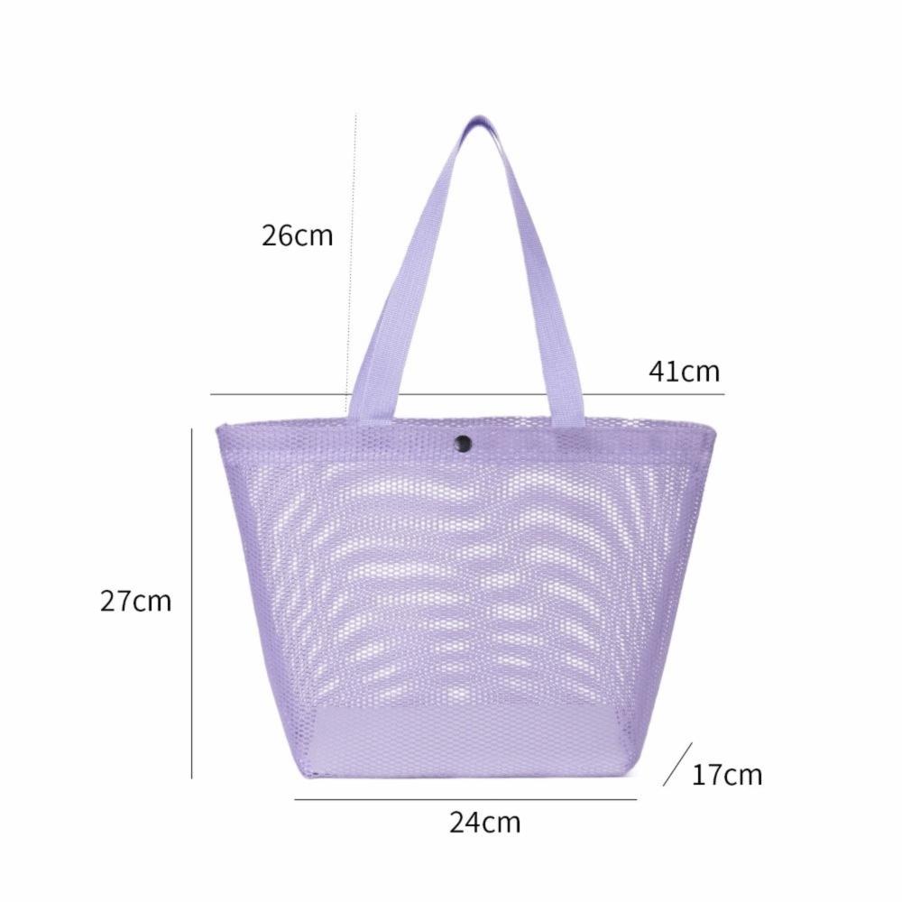 Simple Mesh Beach Bag Reusable Large Capacity Mesh Storage Bag Breathable Tote Bag Travel Grocery Swimming Organizer