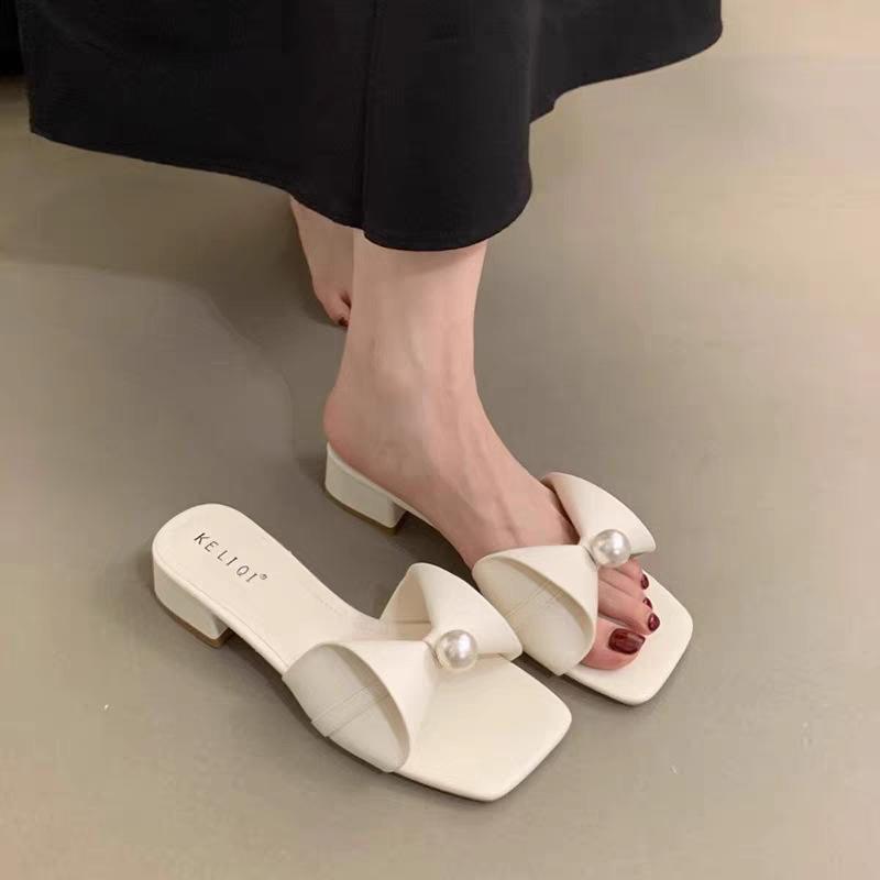 

2025 summer new sandals fairy style temperament simple mid-heel shoes with skirts gentle wear versatile sandals 35