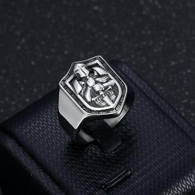 European Retro Titanium Steel Templar Knight Men's Ring