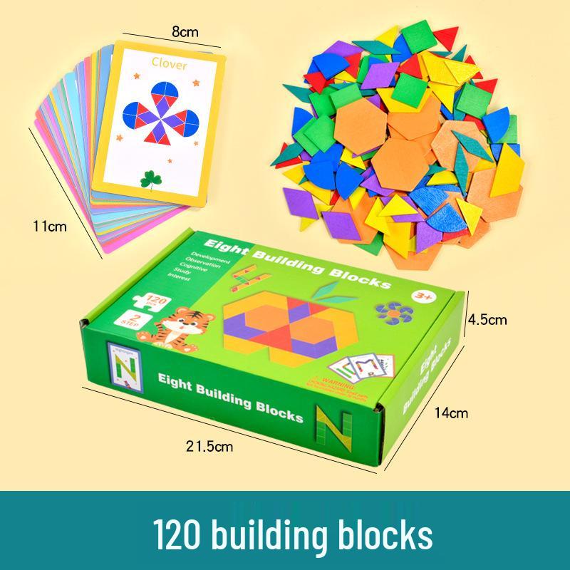 180-Piece Geometric Jigsaw Puzzle for Children's Early Education - Creative Tangram Wooden Toy Set