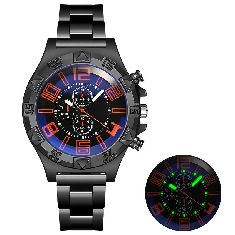 Men's Sports Mesh Belt Luminous Watch Men's Hollow Calendar Blue Light Watch Dial Design High Quality Luxury Mens Watch